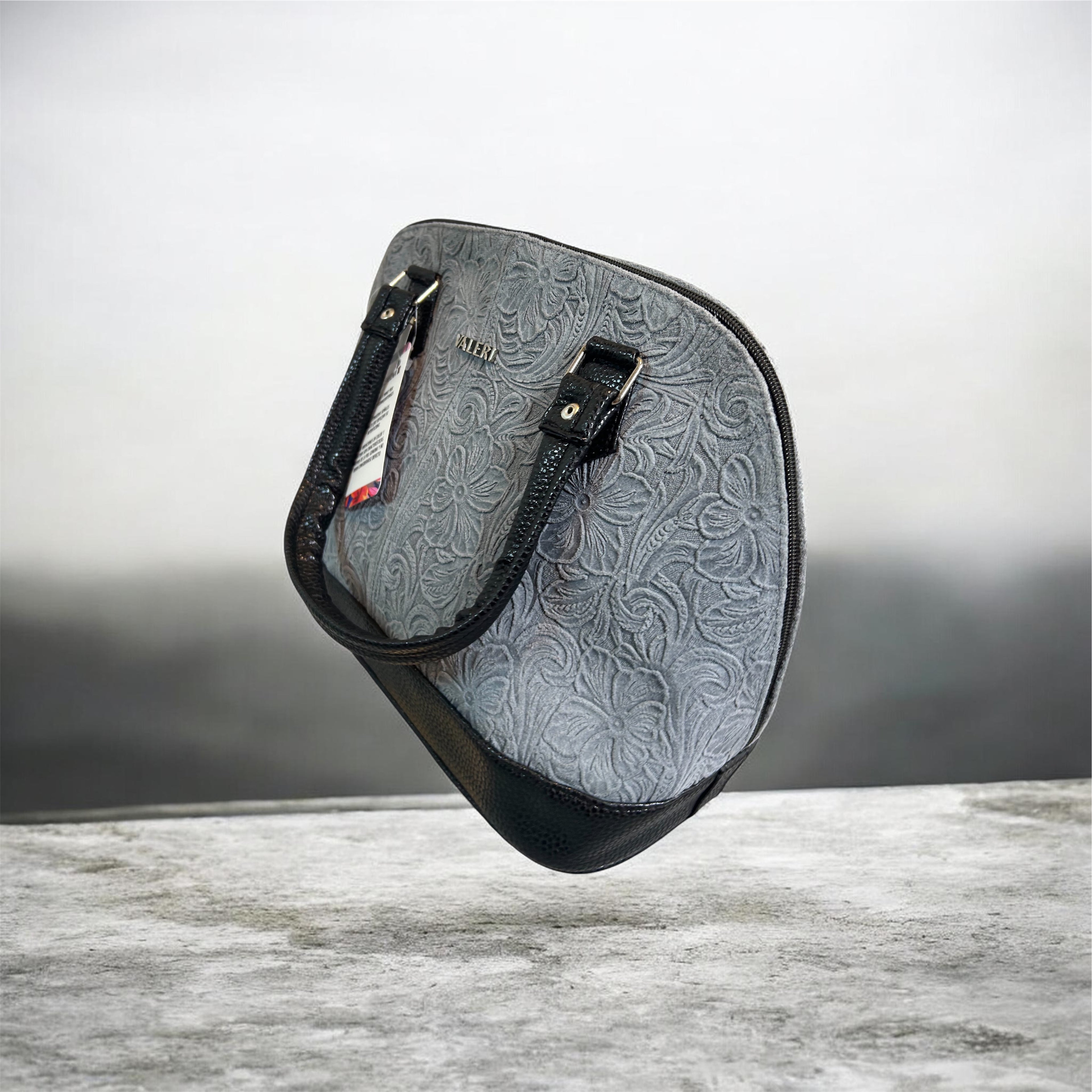 Beautiful Hand Made Gray Suede Leather Bag