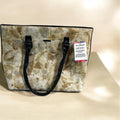 Beautiful Large Leather Bag Beige Floral Color