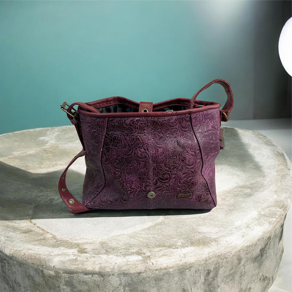 Beautiful Leather Bag in Burgandy Red Extendable strap Option