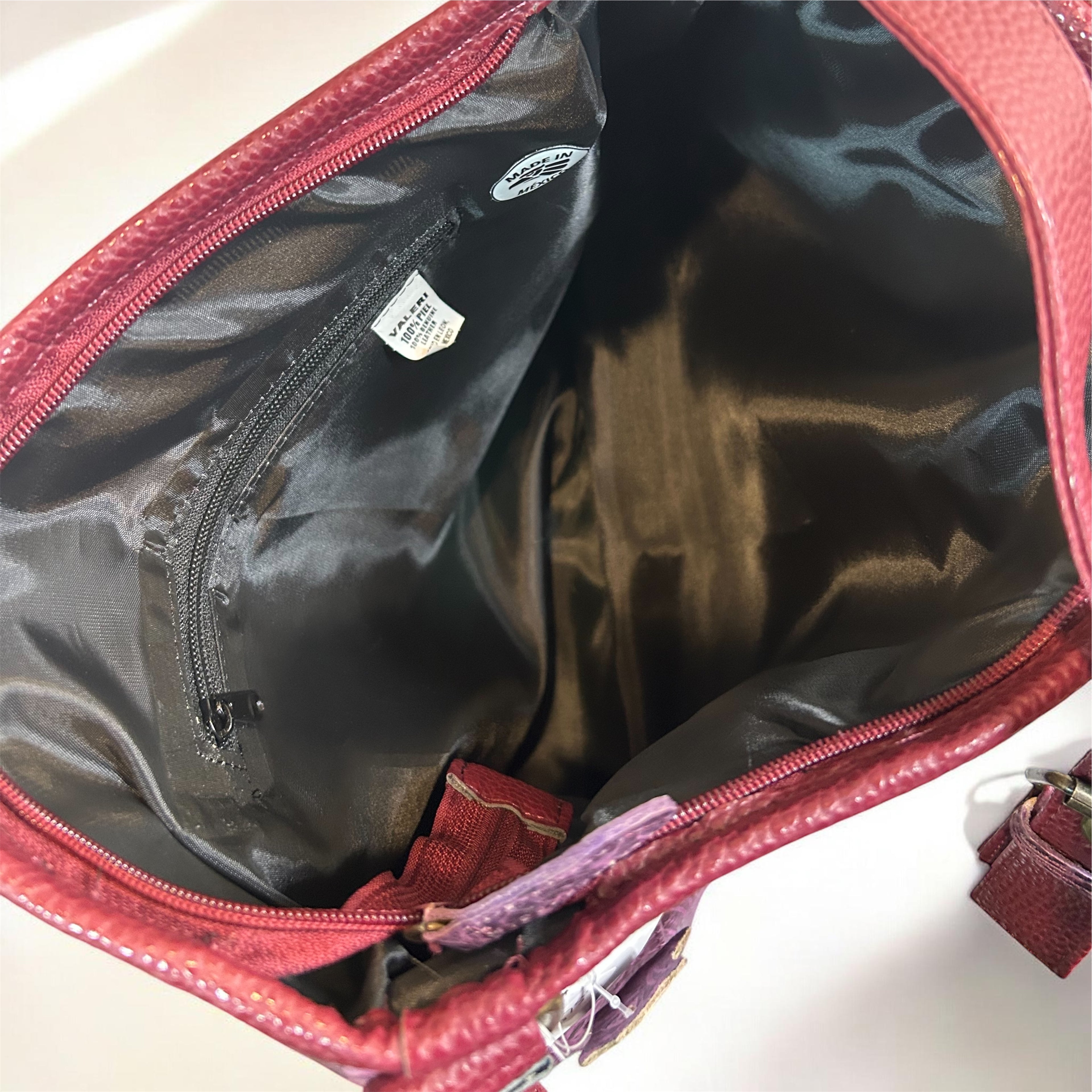 Beautiful Leather Bag in Burgandy Red Extendable strap Option