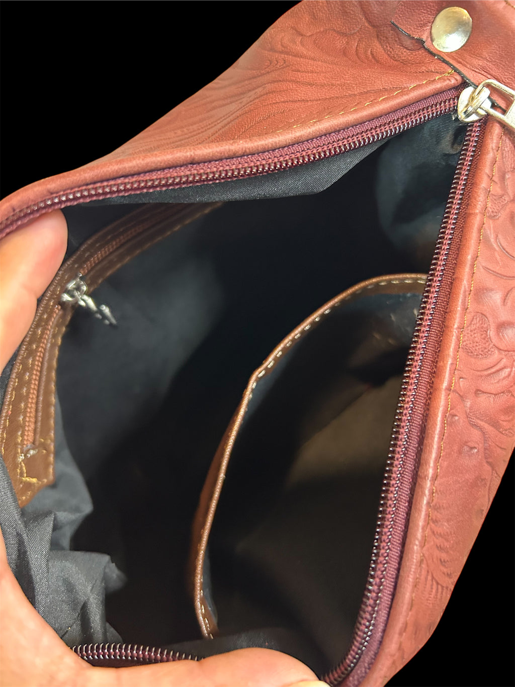 Beautiful Hand Made Two Tone Leather Burgundy / Cowhide