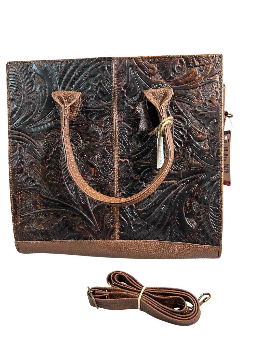 Beautiful Dark Brown Handmade Leather Bag crossed Body option strap